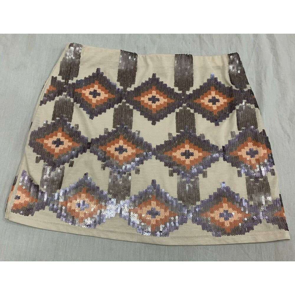 LOVE MARKS WOMENS SEQUIN PULL ON SKIRT SIZE M
